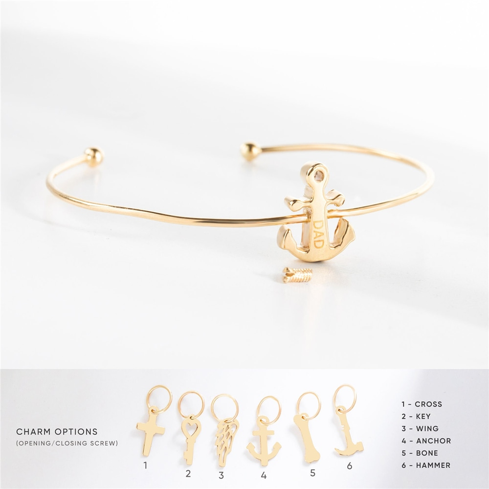 Goldstore-Anchor Cremation Bangle 14K 18K Solid Gold, Dainty Custom Engrave Sailor Bracelet, Personalized Letter Initial Nautical Bangle For Ashes