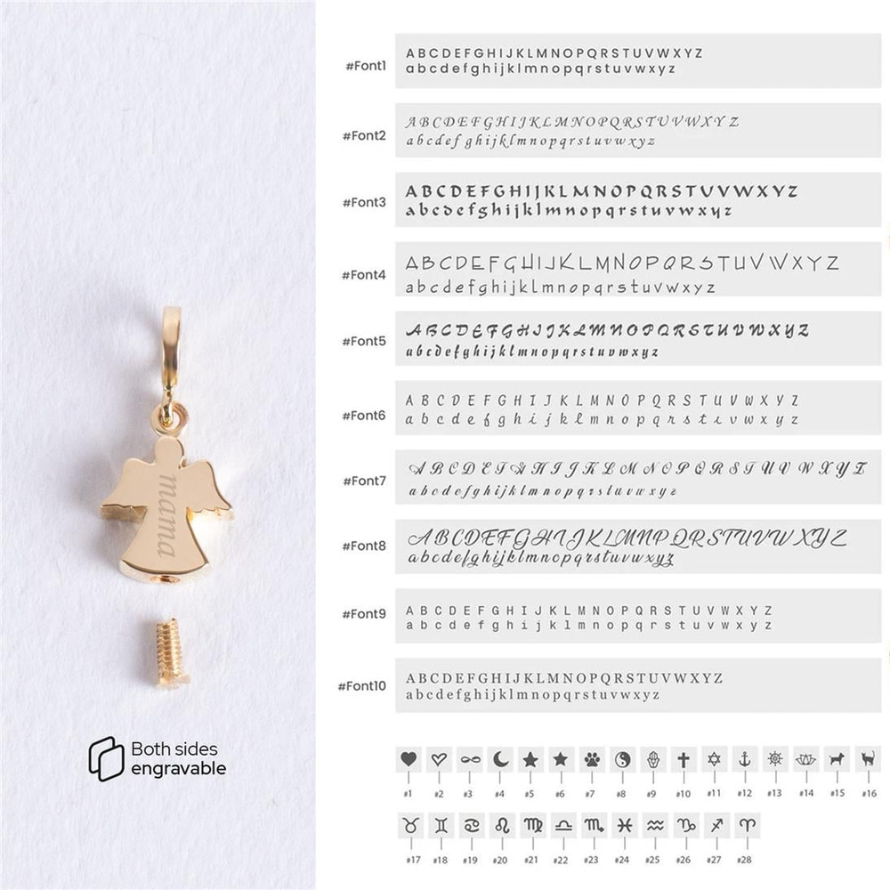 Goldstore-Angel Urn 14k 18k Solid Gold Pendant For Necklace or Bracelet, Custom Engrave Cremation Angel Ash Charm Compatible European Bracelet Gift