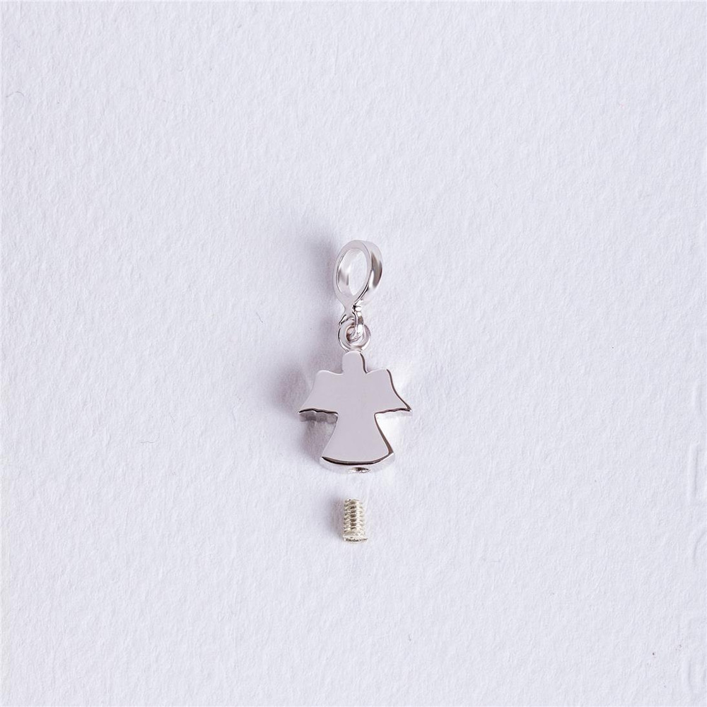 Goldstore-Angel Urn 14k 18k Solid Gold Pendant For Necklace or Bracelet, Custom Engrave Cremation Angel Ash Charm Compatible European Bracelet Gift
