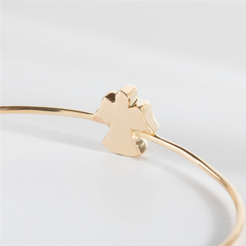 Goldstore-Angel Urn Bangle 14K 18K Real Gold, Dainty Personalized Initial Angel Figure Urn Bangle, Custom Letter Engrave Bangle Bracelet, Keepsake Urn