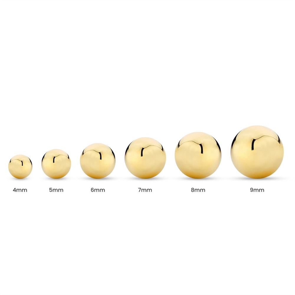 Goldstore-Ball Stud Earrings, High polish solid gold 4mm 9 mm round ball post, 14k 18k solid gold stud sphere ball earrings is a great Christmas gift.