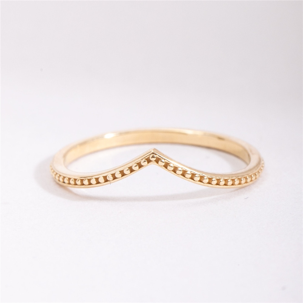 Goldstore-Chevron Ring 14k 18k Solid Gold, Minimalist  Stacking Ring, Dainty Everyday Band Ring, Knuckle Pinky Ring For Couples Gift For Valentine