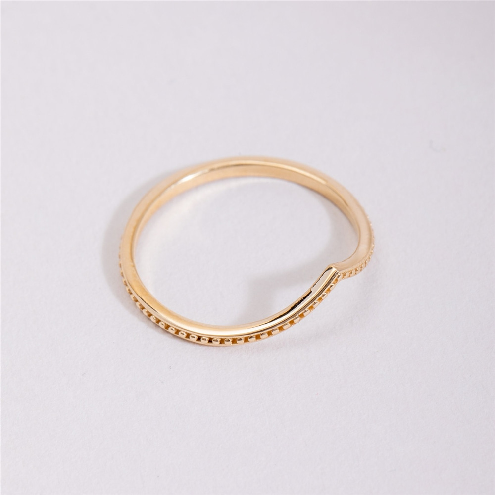 Goldstore-Chevron Ring 14k 18k Solid Gold, Minimalist  Stacking Ring, Dainty Everyday Band Ring, Knuckle Pinky Ring For Couples Gift For Valentine