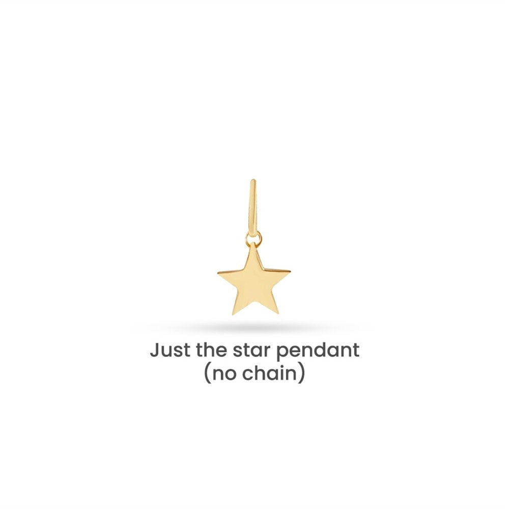 Goldstore-Crescent Moon and Star Pendant, 14k 18k Solid Gold Moon and Star Necklace, Real Gold Star and Crescent Moon Pendant, Gift For Christmas.