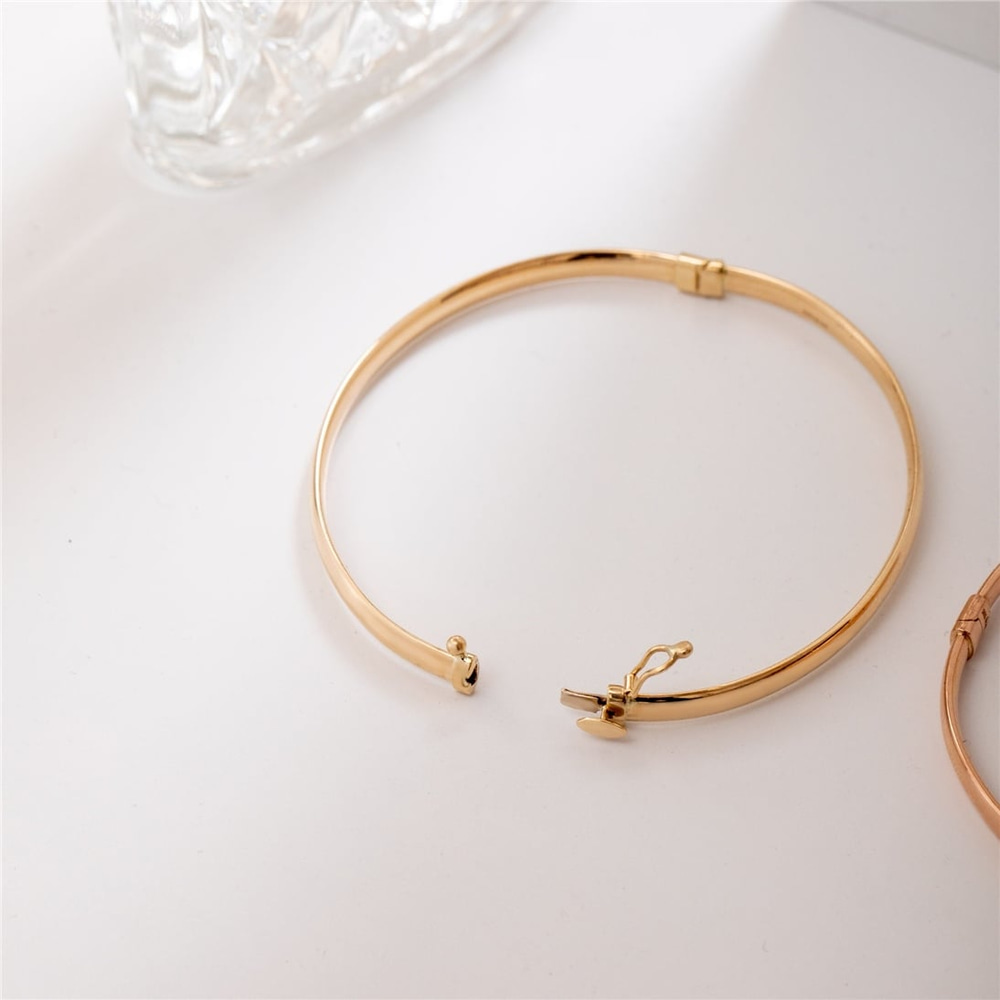 Goldstore-Custom Engrave Hinged Bangle 14k Real Gold, Personalize Name Date Coordinate Hinged Bracelet, Elegant Customized Bangle Perfect Gift for Her