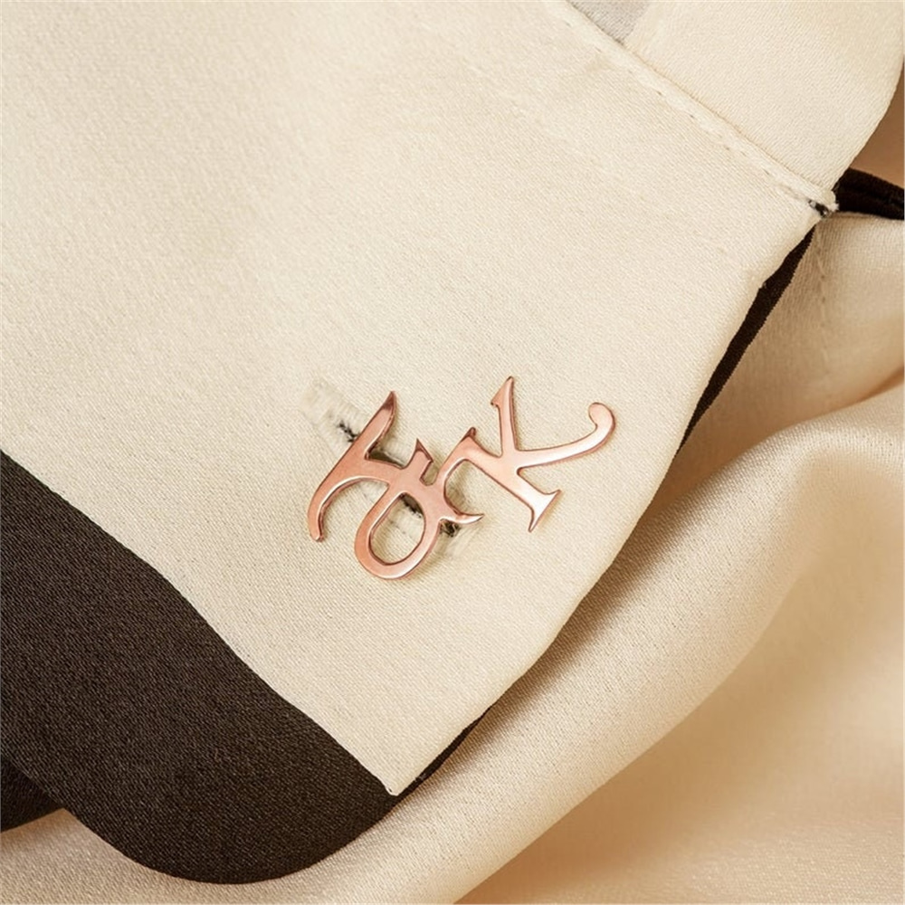 Goldstore-Custom Initial 14K 18K Solid Gold Cufflinks, Personalized Wedding Letters Cufflinks, Bespoke Alphabet cuff links for Groom, for Dad for Him