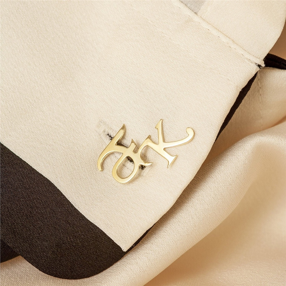 Goldstore-Custom Initial 14K 18K Solid Gold Cufflinks, Personalized Wedding Letters Cufflinks, Bespoke Alphabet cuff links for Groom, for Dad for Him
