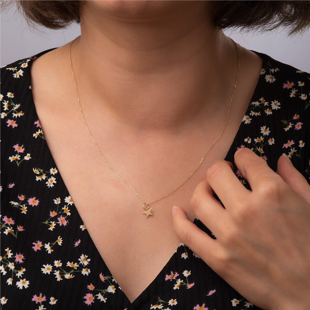 Goldstore-Cut-out Figure Necklace 14K Solid Gold, Personalized Number Symbol Disc Charm, Cutout Letter Necklace, Sports Number Necklace, Gift For Her