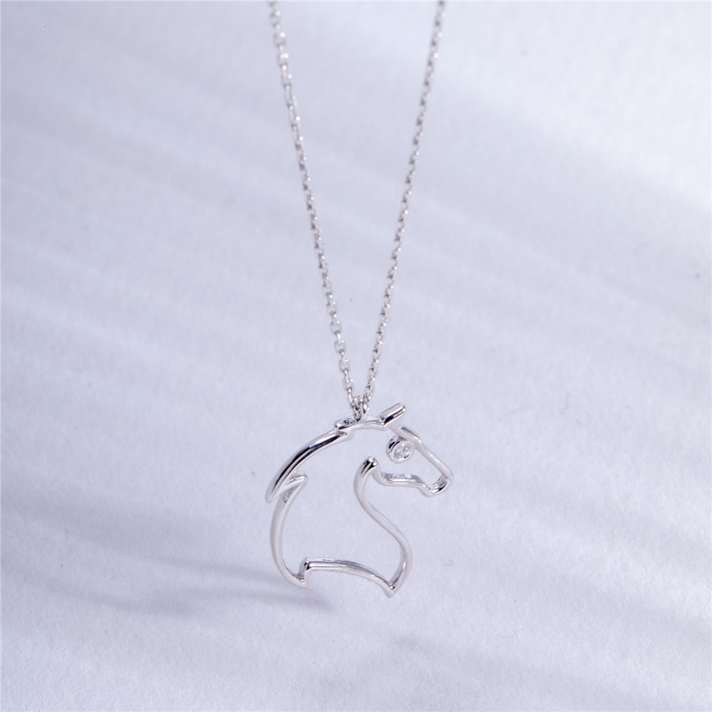 Goldstore-Dainty Diamond Horse Head Pendant Pendant Necklace in 14k 18k Solid Gold, Gold Horse Necklace, Animal Charm Horse Lover Pendant Necklace For