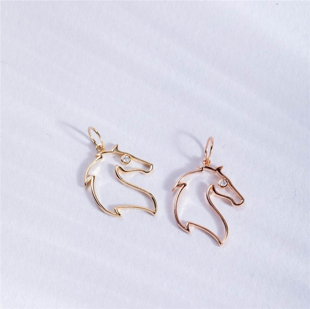 Goldstore-Dainty Diamond Horse Head Pendant Pendant Necklace in 14k 18k Solid Gold, Gold Horse Necklace, Animal Charm Horse Lover Pendant Necklace For