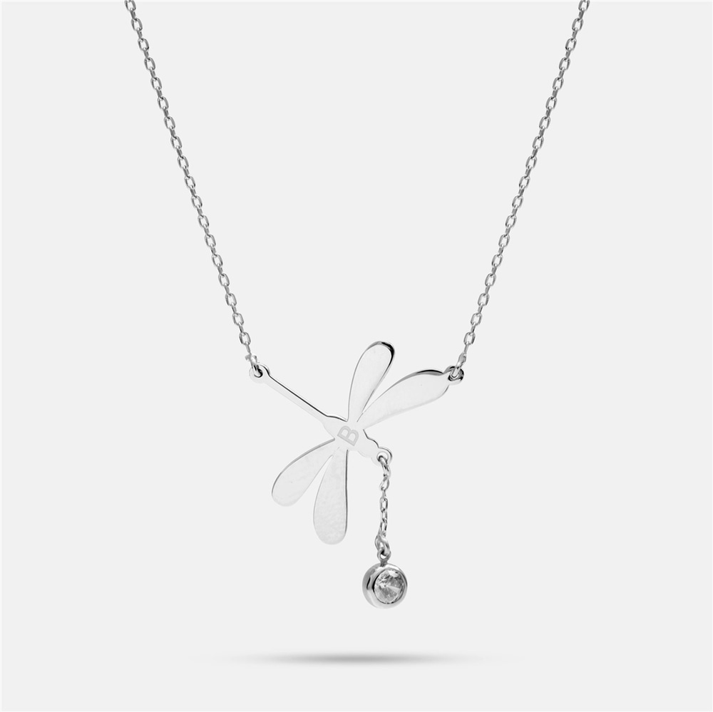 Goldstore-Dainty Diamond or Cz Dragonfly Necklace 14K 18K Solid Gold, April Birthstone Dragonfly Summer Jewelry, Dangling Diamond Insect Bug Necklace