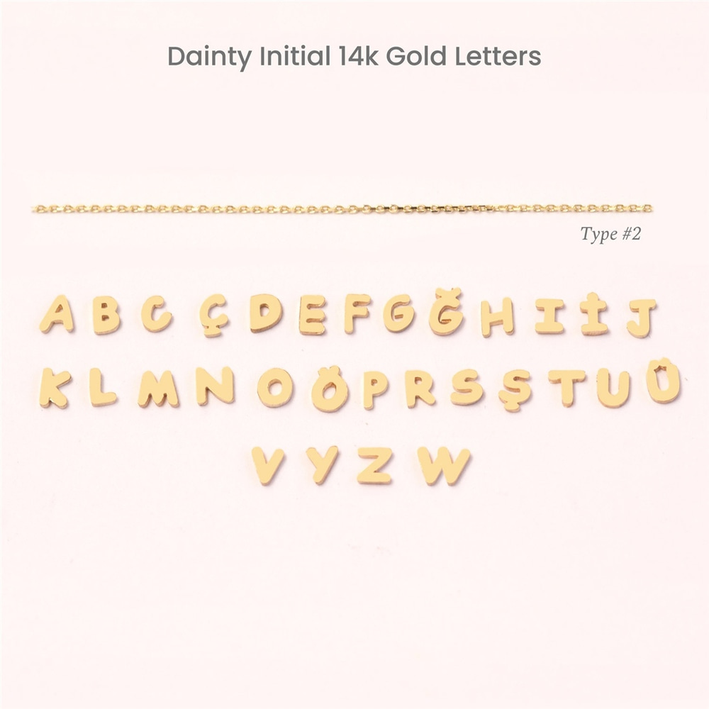 Goldstore-Dainty Initial 14k Gold Necklace, Sideways Minimal Initial Necklace, Gold Letters Birthstone Necklace, Multiple 1 2 3 4 Letters Necklace.