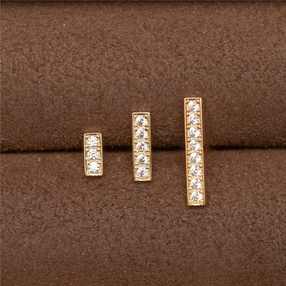 Goldstore-Diamond Bar Earring, 14k Solid Gold Bar Diamond Earring, Minimalist Bar Stud Earrings, Modern Dainty Bar Push Back Earrings Valentine’s Gift
