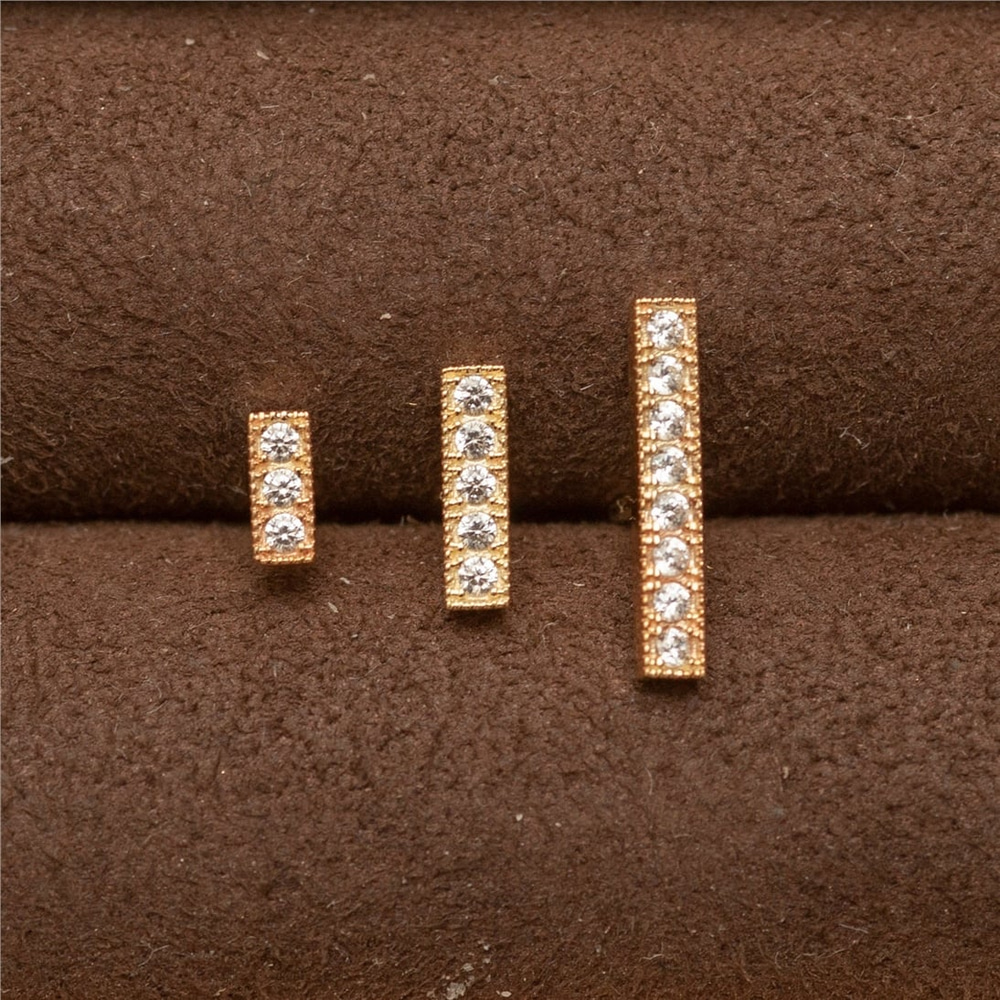 Goldstore-Diamond Bar Earring, 14k Solid Gold Bar Diamond Earring, Minimalist Bar Stud Earrings, Modern Dainty Bar Push Back Earrings Valentine’s Gift