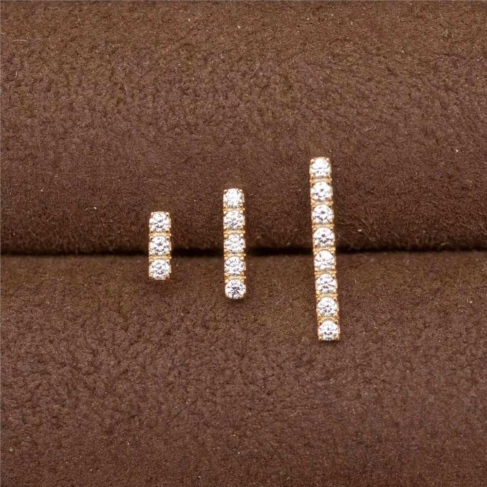 Goldstore-Diamond Bar Earring, 14k Solid Gold Bar Diamond Earring, Minimalist Bar Stud Earrings, Modern Dainty Bar Push Back Earrings Valentine’s Gift