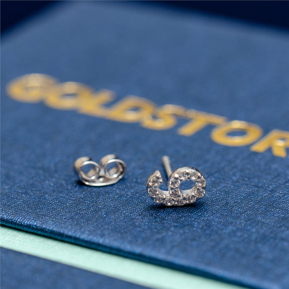 Goldstore-Diamond Number Earrings, 14K Solid Gold Numbers Stud Earring, Cz Personalized Custom Number Gold Earring is Bridesmaid Gift Valentine's gift