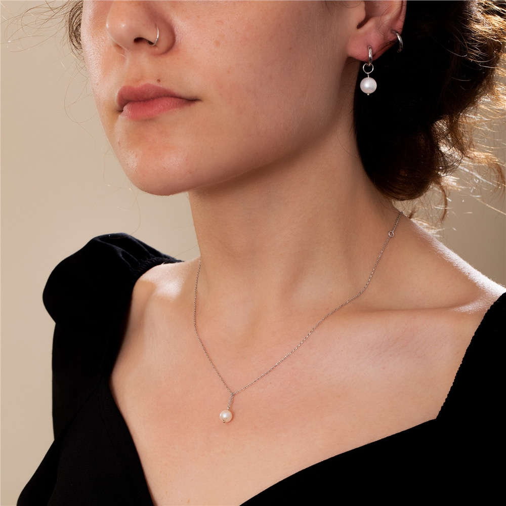 Goldstore-Genuine Pearl Charm in 14K 18K Real Gold With Chain For Necklace Bracelet Anklet or Earrings, Minimal White Pearl Charm,Perfect Gift For Her