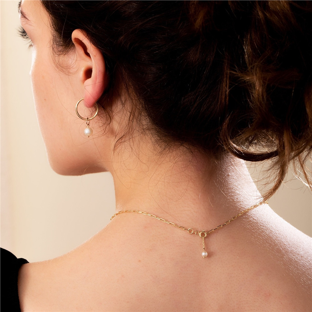 Goldstore-Genuine Pearl Charm in 14K 18K Real Gold With Chain For Necklace Bracelet Anklet or Earrings, Minimal White Pearl Charm,Perfect Gift For Her