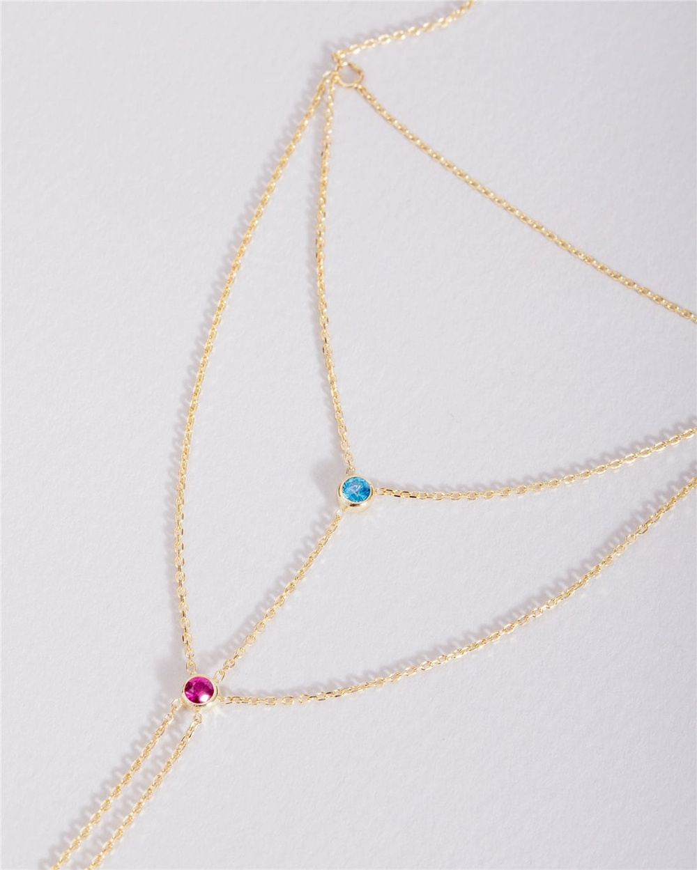 Goldstore-Hand Bracelet 14K 18K Solid Gold, Cz Birthstone Hand Chain Bracelet, Personalized Birthstone Gold Ring Bracelet is a Great Gif For Her