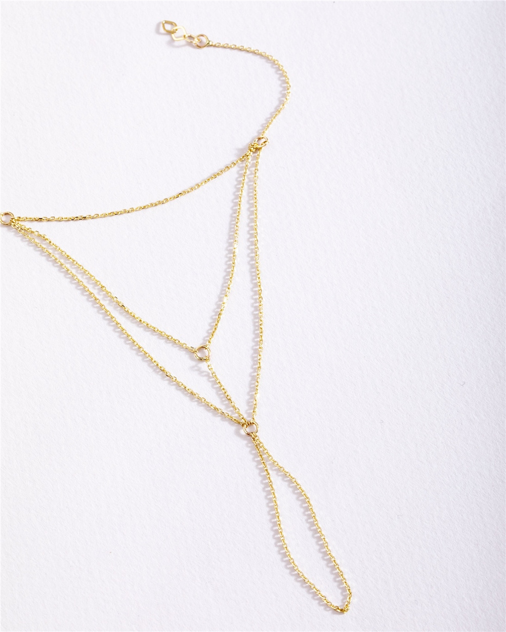 Goldstore-Hand Chain Bracelet 14K 18K Solid Gold, Elegant Ring Bracelet, Dainty Ring Chain Bracelet, Sahmeran Bracelet Gift For Wife, Gift For Mother