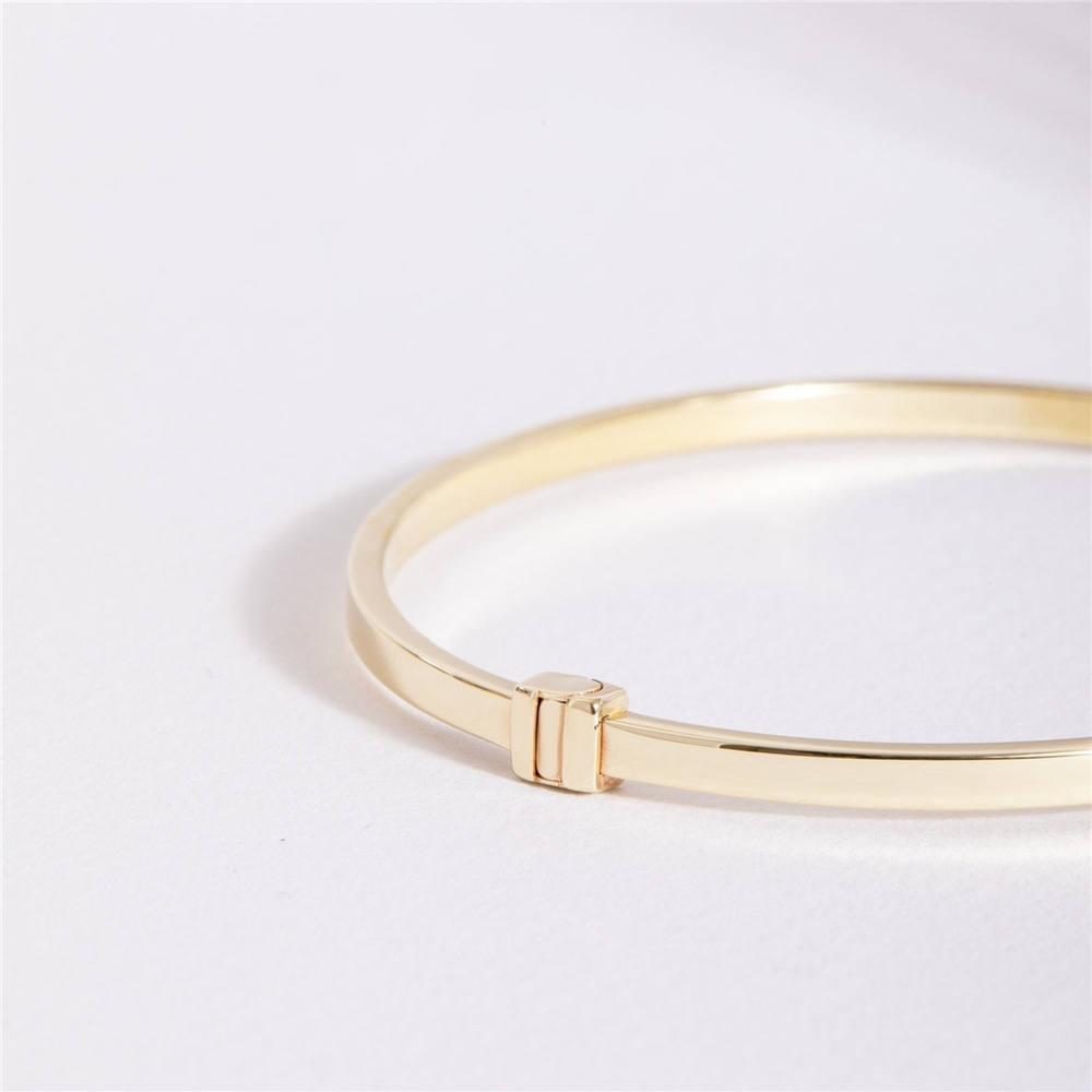 Goldstore-Hinged Bracelet 14K Solid Gold, Custom Name Date Engraved Plain Gold Bangle, Stacking Solid Gold Cuff, Personalized Engrave Bangle Bracelet