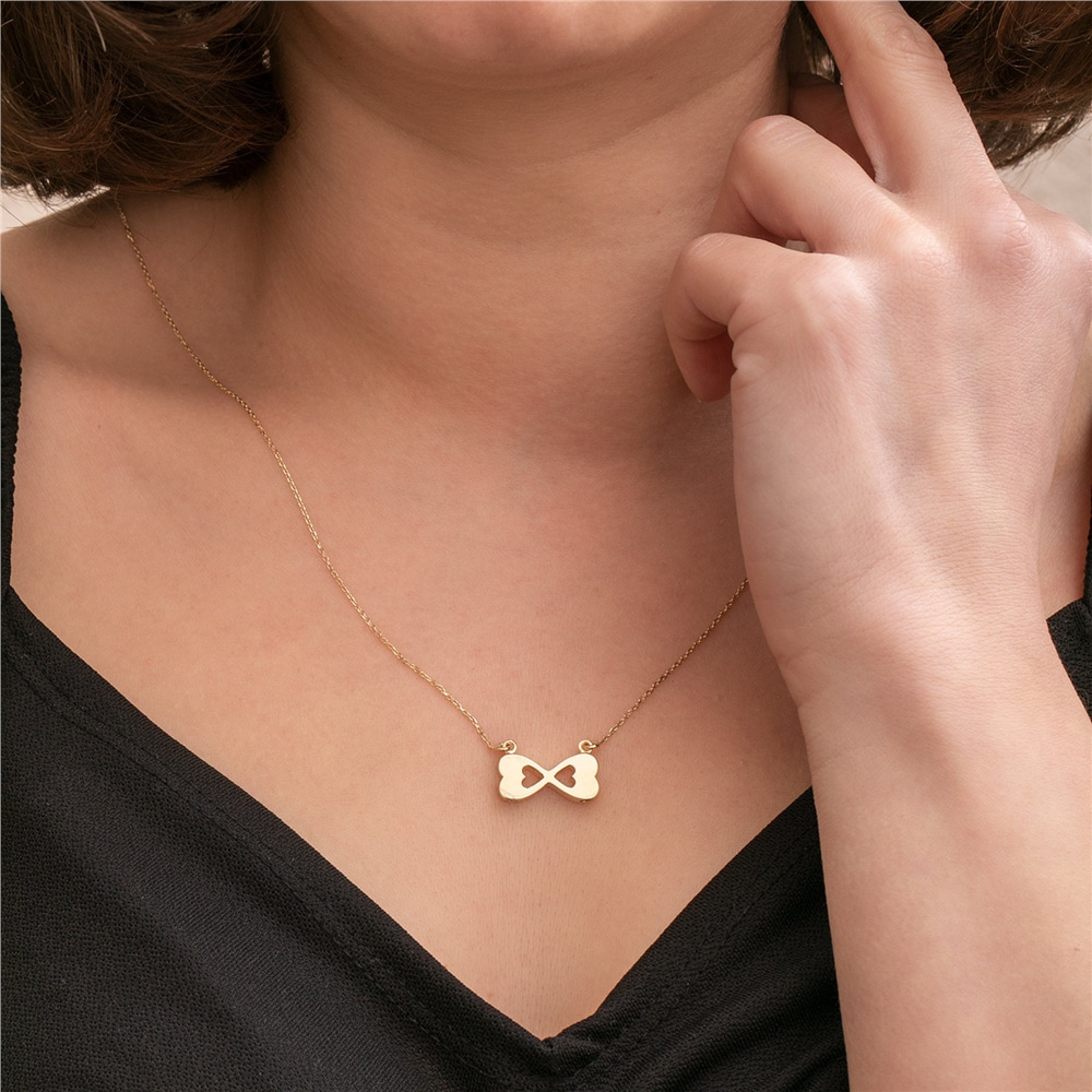 Goldstore-Infinity Double Urn Necklace 14K 18K Solid Gold, Cremation Keepsake Necklace For Ashes, Remembrance Memorial Double Urn Eternity Necklace
