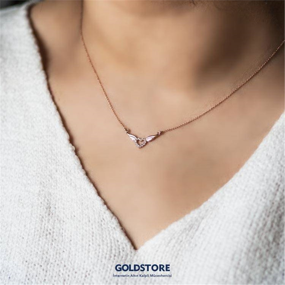 Goldstore-Kanatlı Kalp Kolye