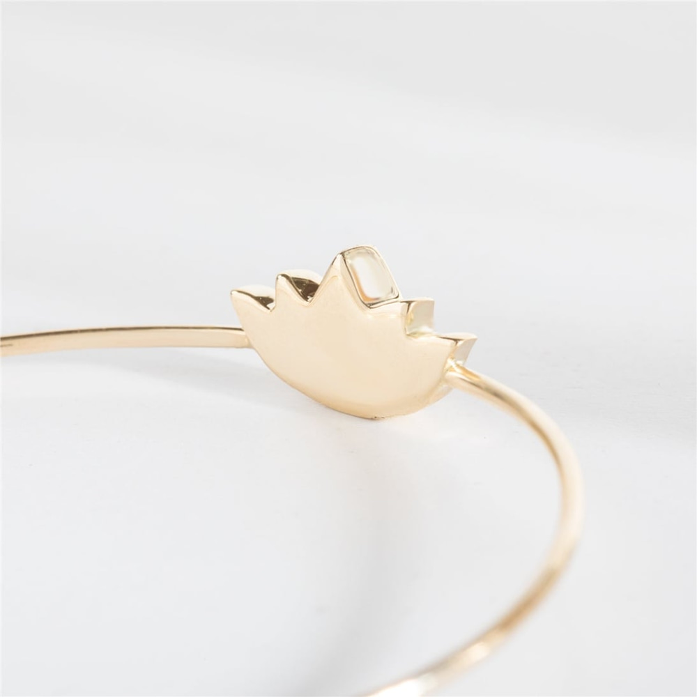 Goldstore-Lotus Flower Urn Bangle Memorial Bracelet 14K 18K Solid Gold, Stylish Custom Letter Engraved Dainty Zen Flower Urn Bangle, Bangle For Ashes
