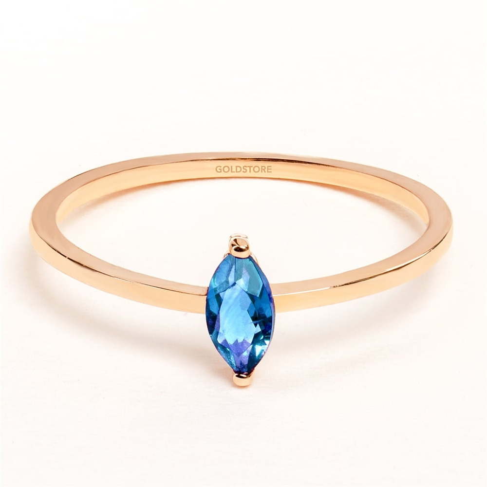 Goldstore-Markiz Mavi Topaz Taşlı Yüzük