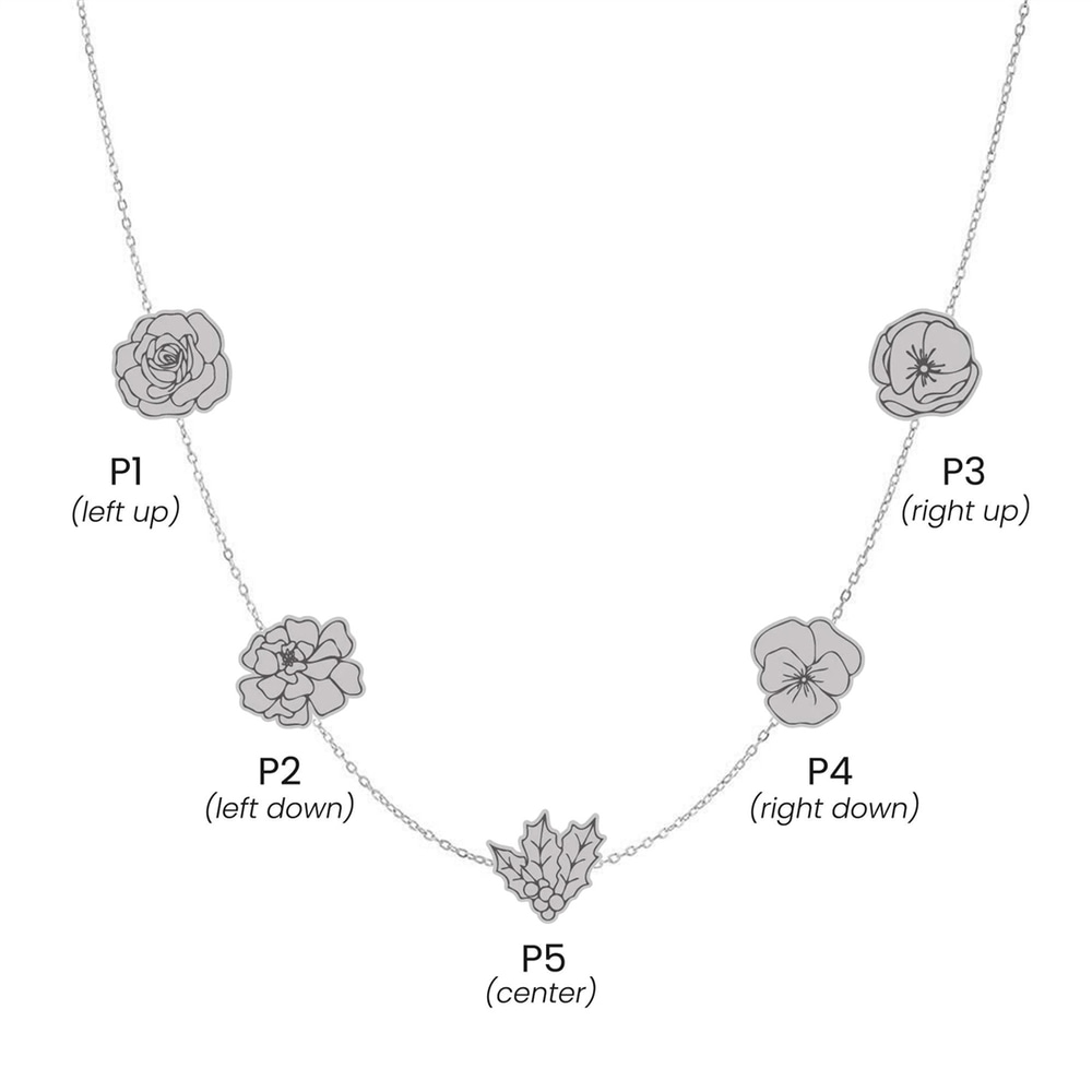 Goldstore-Multiple Birth Flower Necklace 14K 18K Solid Gold, Custom Floral Necklace, Mother Daughter Birthflower Necklace, Grandma Flower Necklace