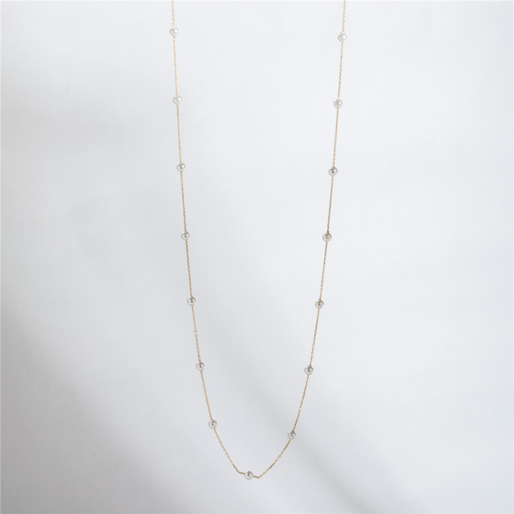 Goldstore-Multiple Pearls Necklace 14k Solid Gold, Dainty Every Day Fresh Water Pearl Station Necklace, Perfect Beach Jewelry, Gift For Bridesmaids