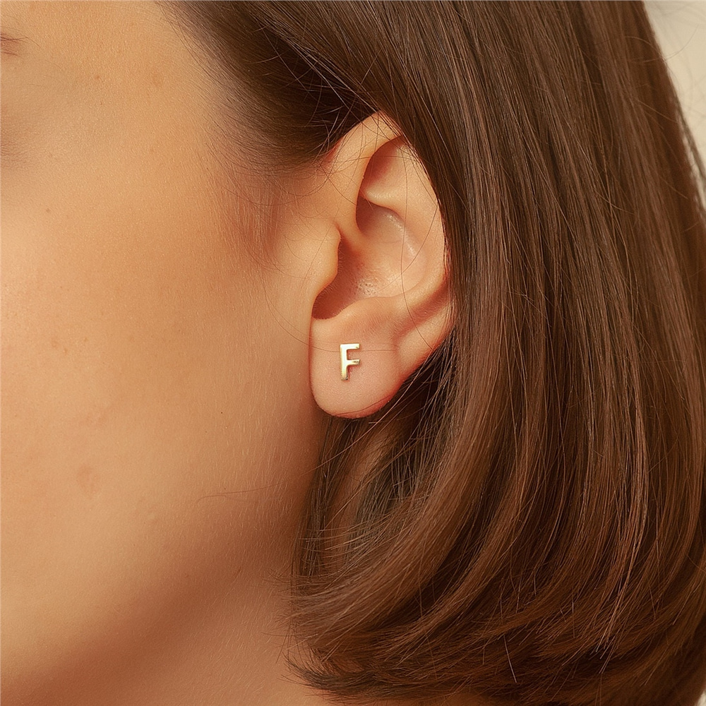 Goldstore-Pave Diamond Letter Earrings, 14K Solid Gold Initial Letter Earring, Cz Personalized Custom Initial Gold Earring is a Great Valentine's gift