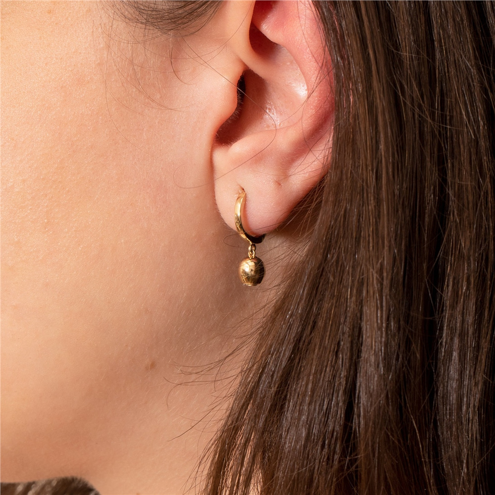 Goldstore-Pear Shape Urn Earring 14k 18k Solid Gold, Custom Engrave Cremation Dangle Earrings, Personalize Initial Urn Earring, Half Ball Drop Earring