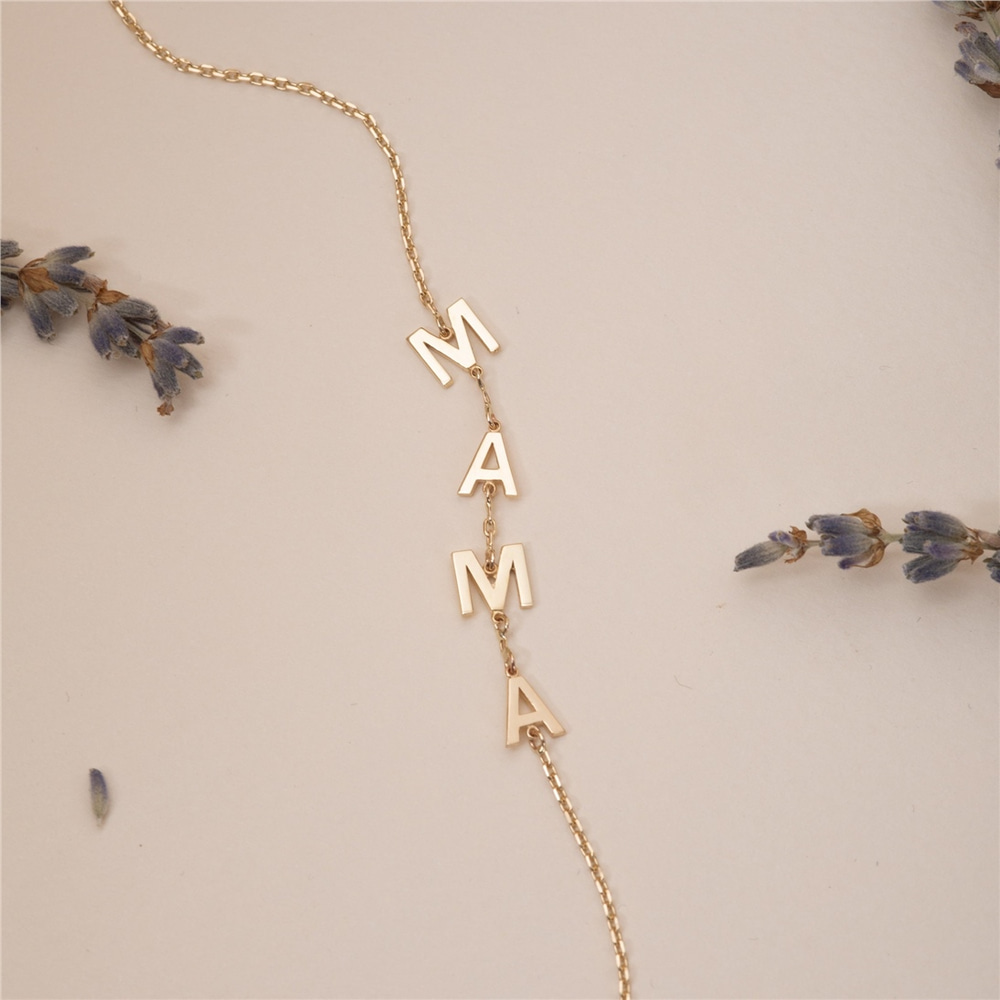 Goldstore-Personalized 14k Gold Letter Name Bracelet, Dainty Single Row Chain 1 2 3 4 5 Letters Bracelet is a Great Gift For Her. Bridesmaid Gift