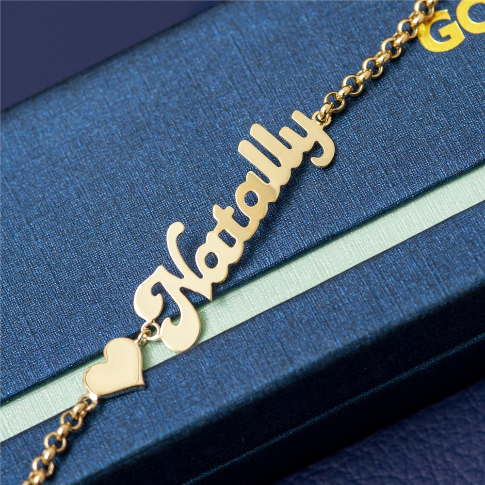 Goldstore-Personalized Name Gold Bracelet, 14k Solid Gold Name Bracelet, Mothers Gold, Dainty Custom Name Bracelet is a Great Gift For Her.