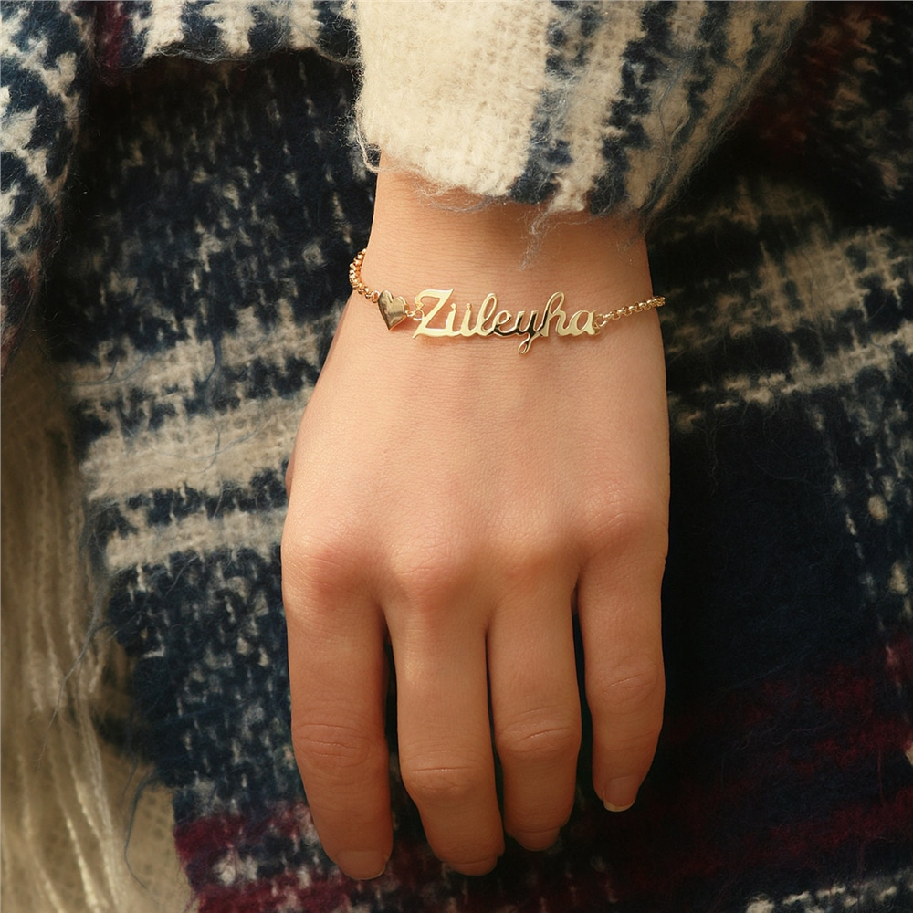 Goldstore-Personalized Name Gold Bracelet, 14k Solid Gold Name Bracelet, Mothers Gold, Dainty Custom Name Bracelet is a Great Gift For Her.