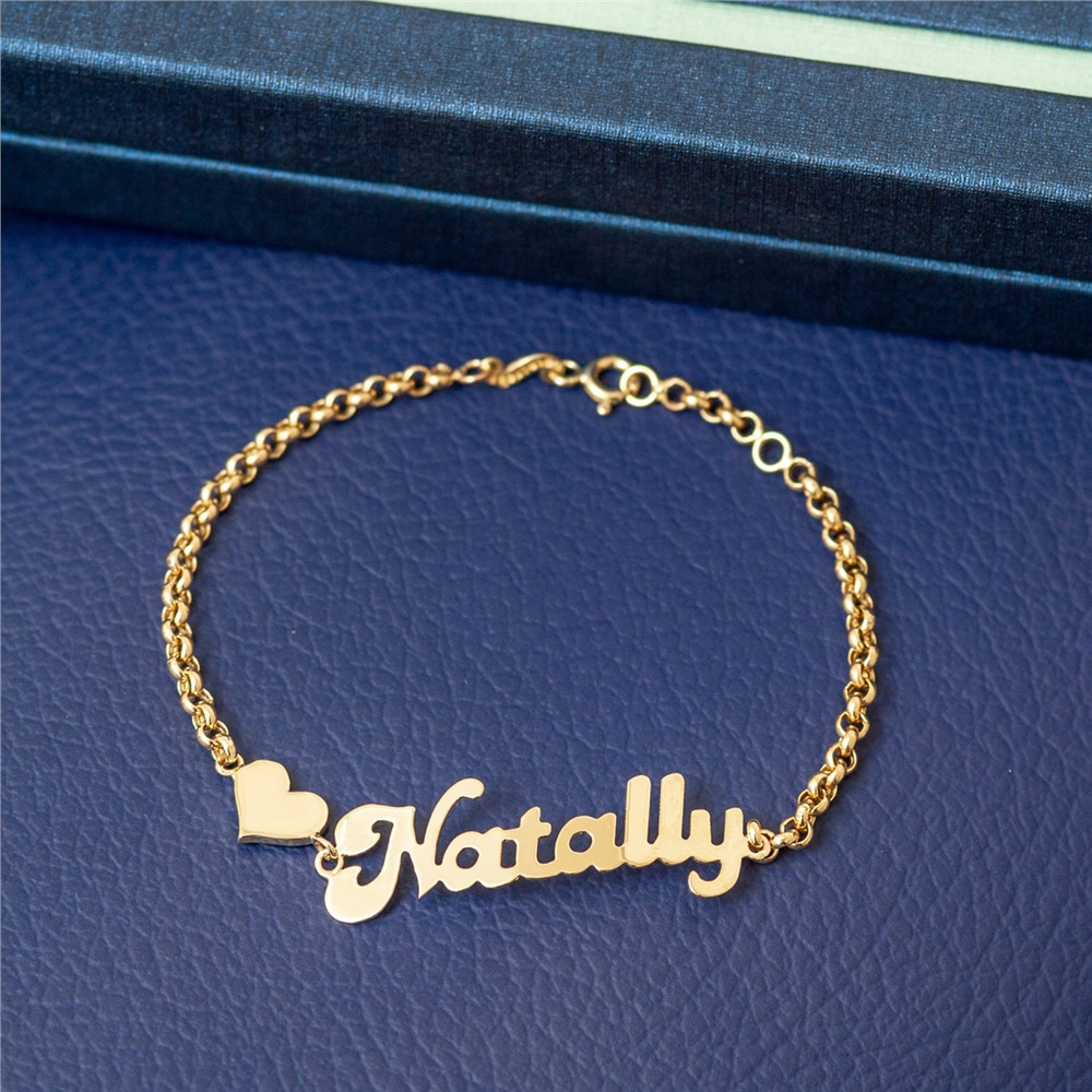 Goldstore-Personalized Name Gold Bracelet, 14k Solid Gold Name Bracelet, Mothers Gold, Dainty Custom Name Bracelet is a Great Gift For Her.
