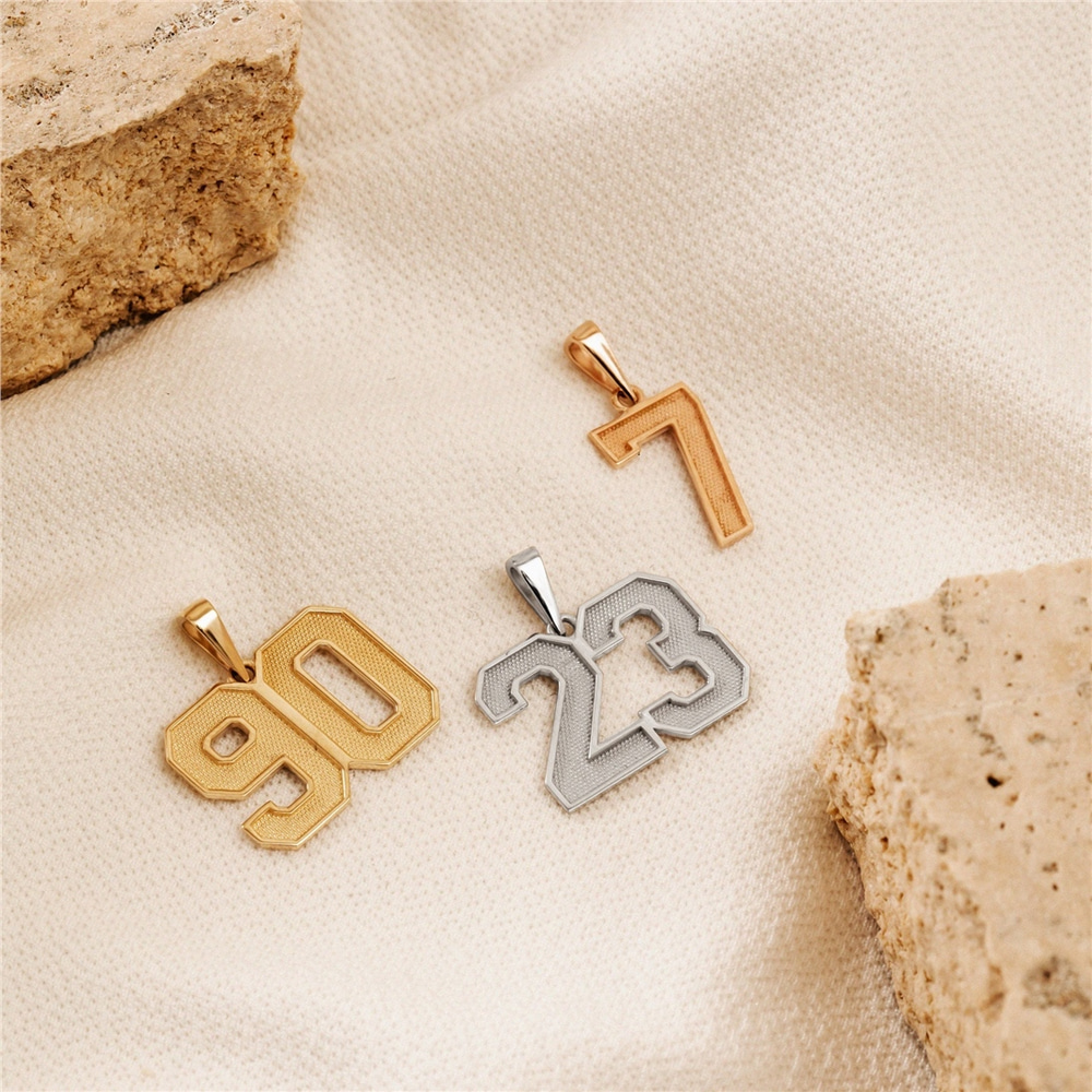 Goldstore-Personalized Number Pendant, 14K 18K Solid Gold Custom Number Pendant, Sports Jewelry, Jersey Number Pendant, Player Fan Gift, Lucky Number