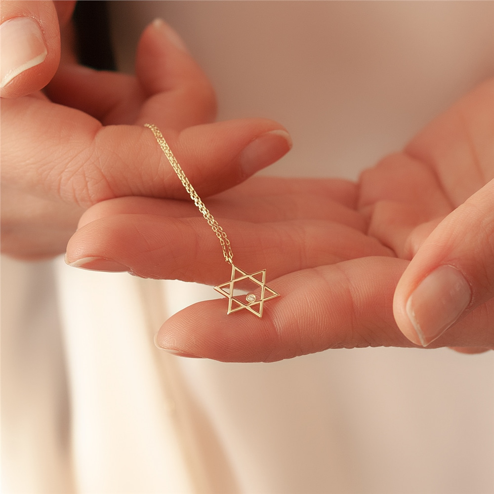 Goldstore-Pırlantalı Davud Yıldızı Kolye