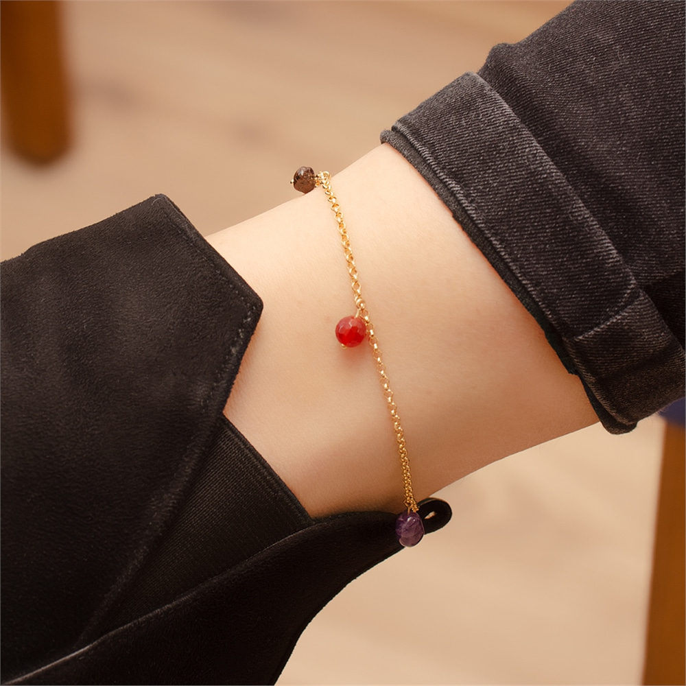 Goldstore-Renkli Taşlı Sallantılı Halhal