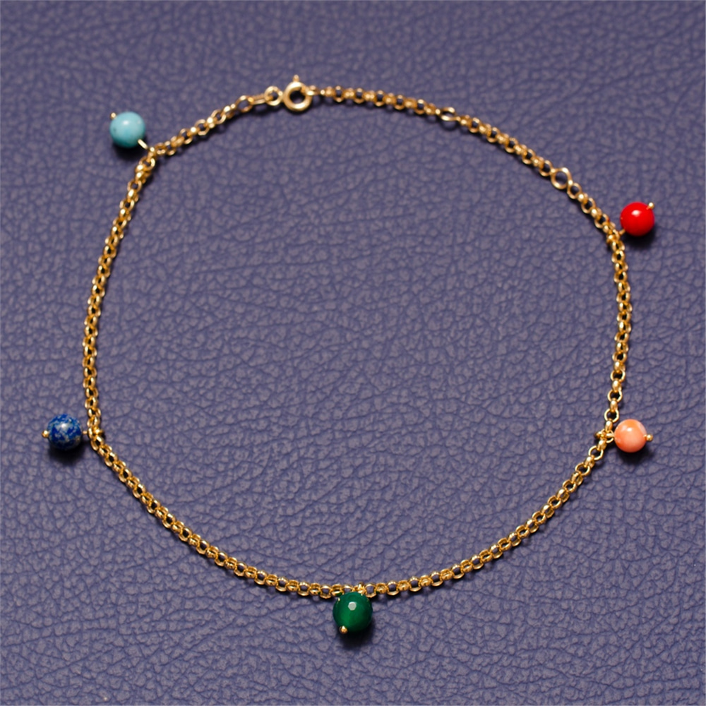 Goldstore-Renkli Taşlı Sallantılı Halhal