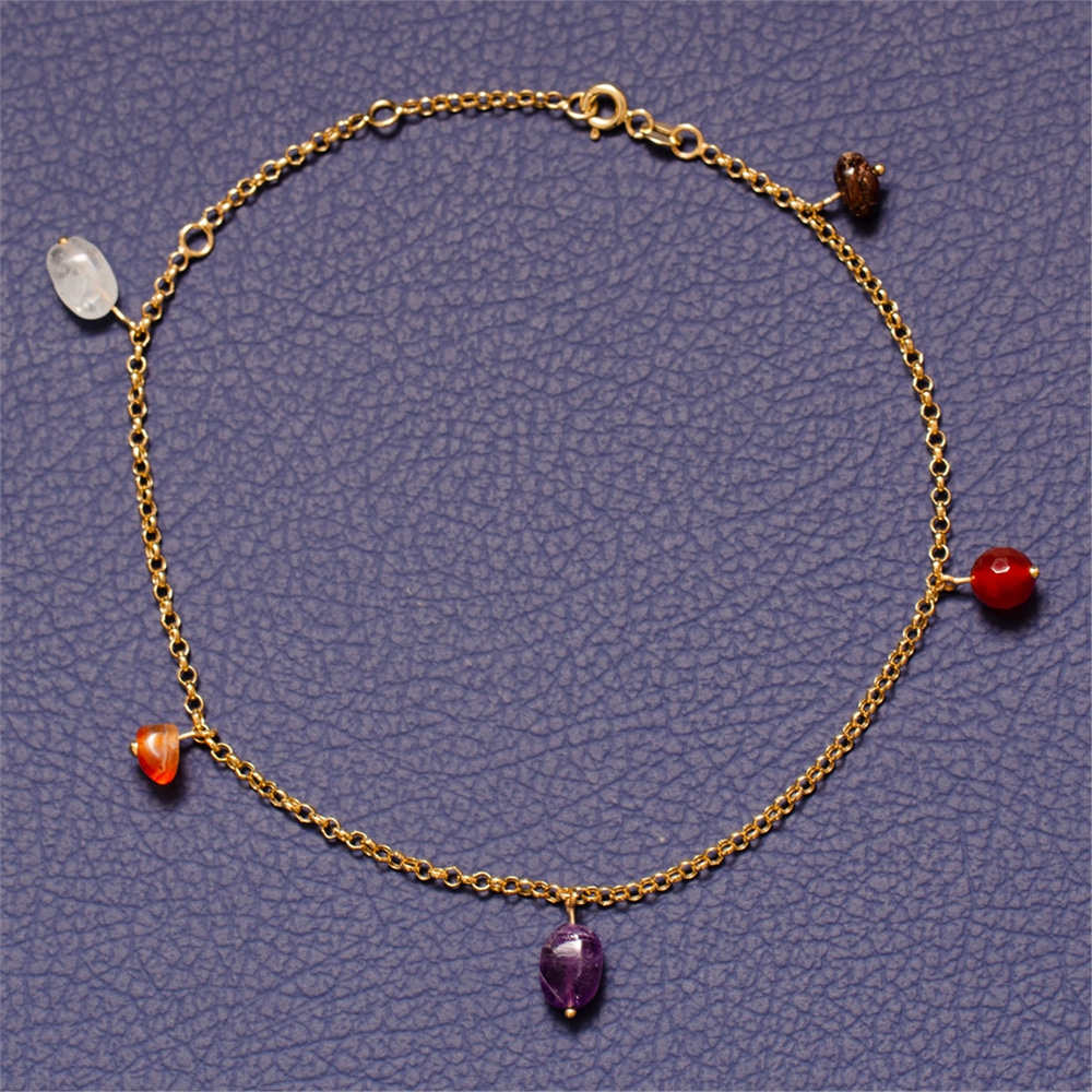 Goldstore-Renkli Taşlı Sallantılı Halhal