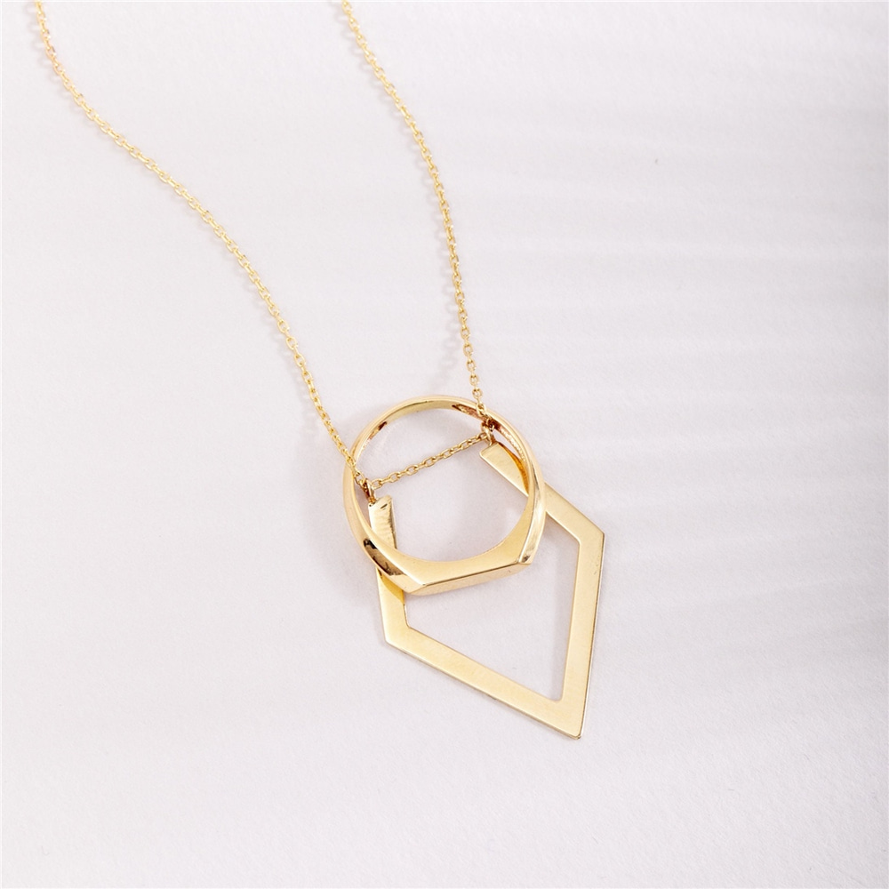 Goldstore-Ring Holder Custom Necklace 14k 18k Solid Gold, Personalized Engrave Geometric Necklace, Chevron Shape Ring Handle Necklace, Gift For Chefs
