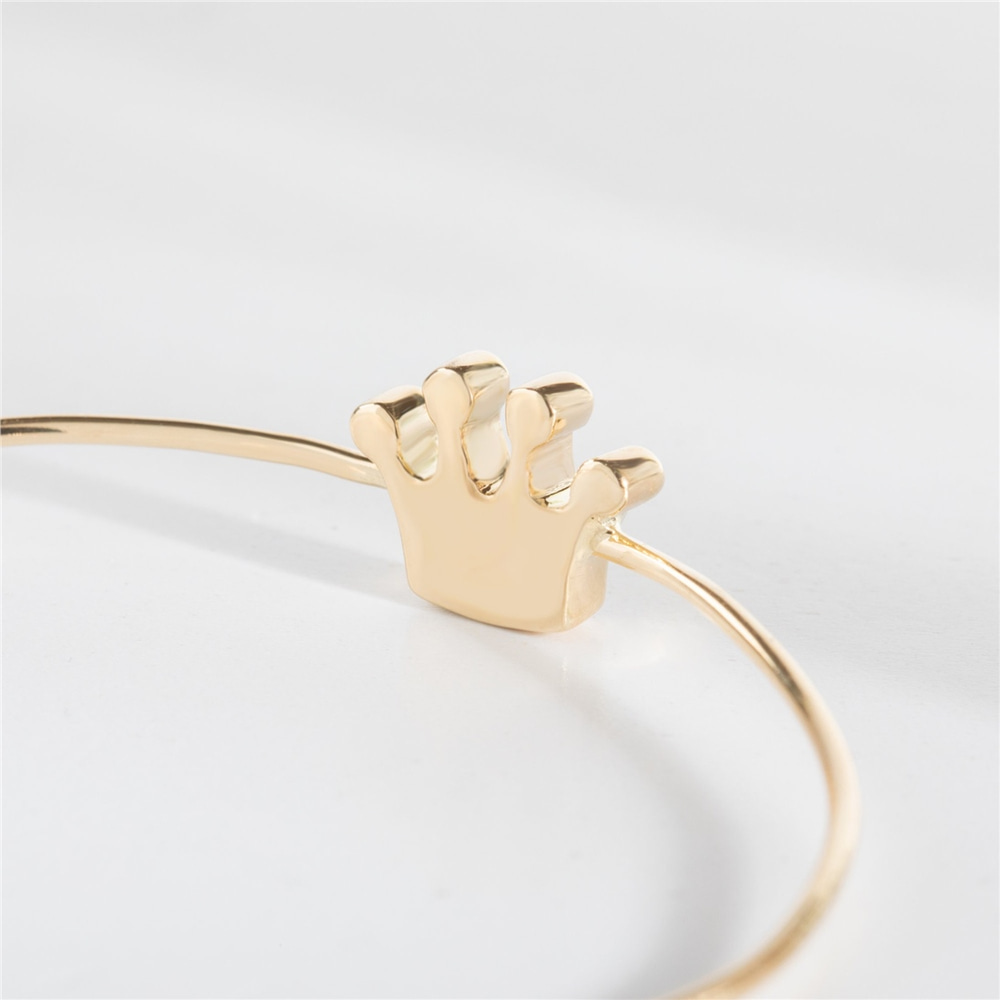 Goldstore-Royal Crown Cremation Bangle Bracelet 14K 18K Solid Gold, Elegant Custom Letter Engraved Queen Crown Urn Bangle,Royalty Noble Crown Bracelet