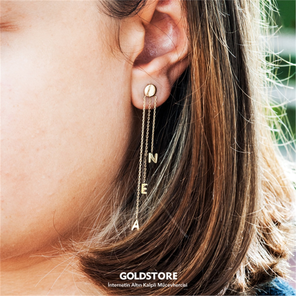 Goldstore-Sallantılı Harf Küpe