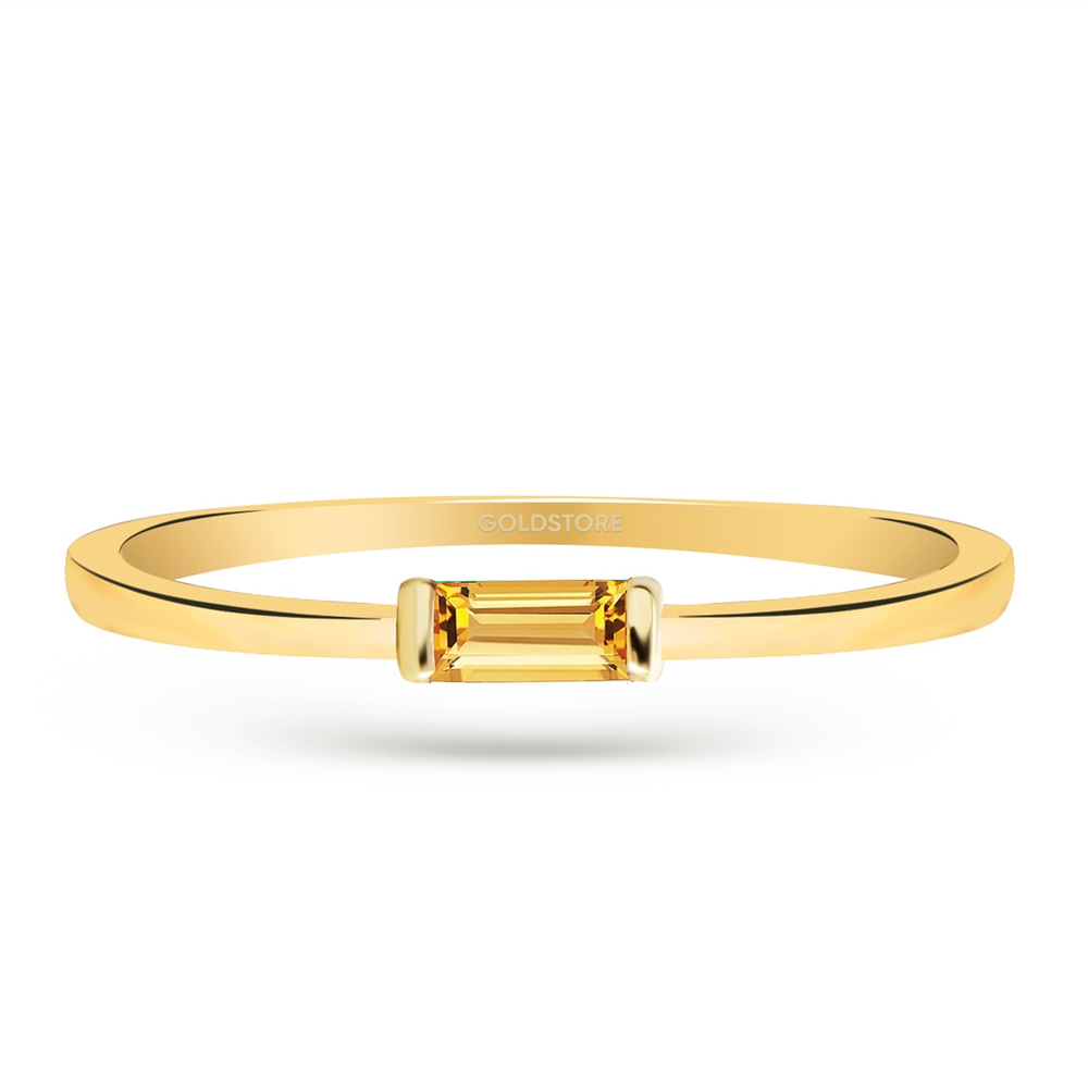Goldstore-Sarı Safir Yatay Baget Yüzük