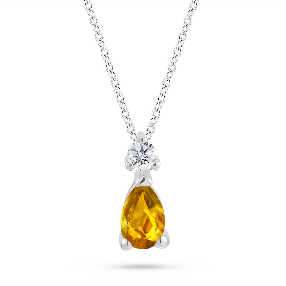 Goldstore-Sitrin Taşlı 0.04 ct. Pırlanta Kolye