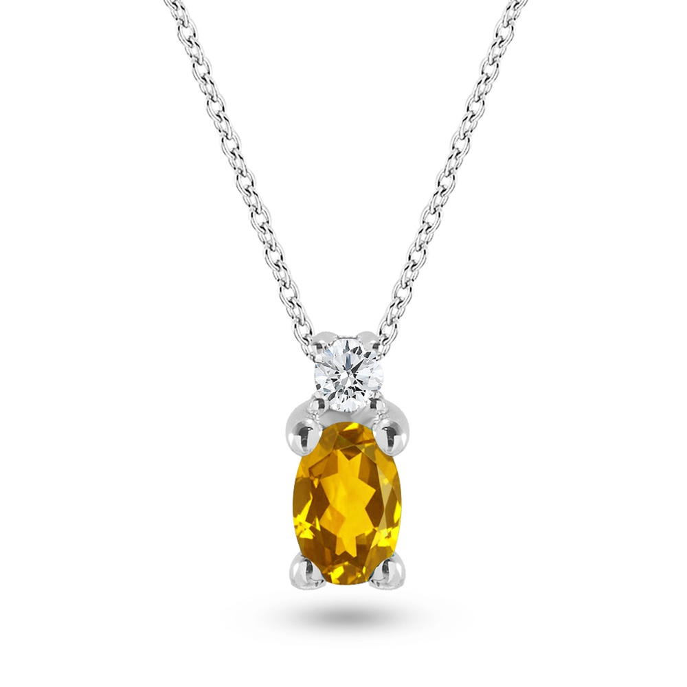 Goldstore-Sitrin Taşlı 0.04 ct. Pırlanta Kolye