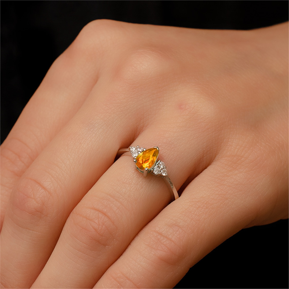 Goldstore-Sitrin Taşlı 0.12 ct. Pırlanta Yüzük