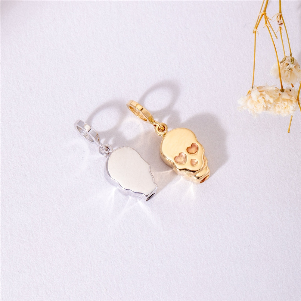 Goldstore-Skull Heart Eyes Urn Necklace in 14K 18K Solid Gold, Sugar Skull Cremation Jewelry, Personalized Skeleton Pedant, Ashes Holder For Human